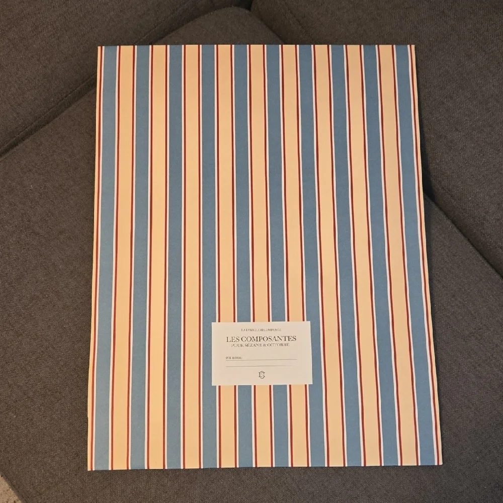 Sezane Striped Gift Bag with Red Bow
